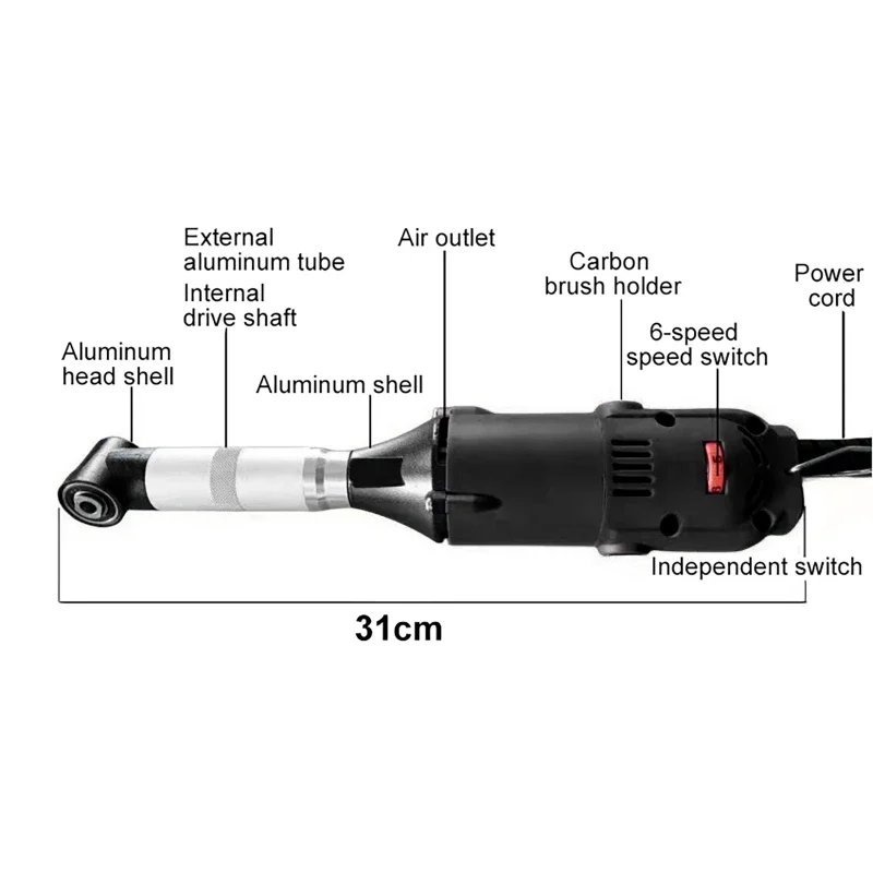 350W 90 Degree Bend Right Angle Jewelry Wood Electric Engraving Motor Grinder Mold Polishing Hanging Ceramic Tile Cleaning Tools