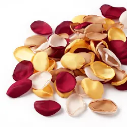 Elegant Green and Gold Silk Rose Petals for Special Occasions and Decorations (Red yellow)