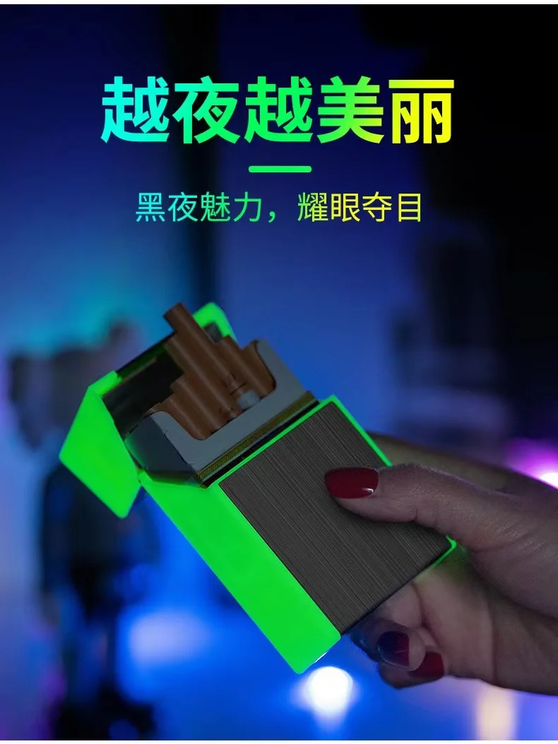 Description Picture 5 of itemNew 2 In 1 Luminous Cigarette Case 20pcs USB Rechargeable Cigarette Lighter Windproof and Dropproof Cigarette Case Gift