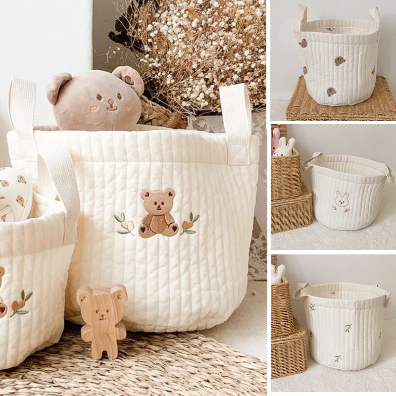 Baby Bags Cute Bear Embroidery Diaper Bag Caddy Nappy Cart Storage Mummy Maternity Bag for Newborn Diapers Toys Organizers