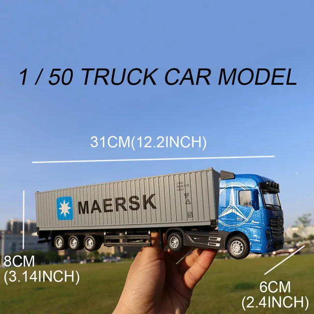 1/50 Diecast Alloy Truck Toy Car Model Removable Engineering Transport Container Lorry Vehicle With Light Pull Back Toy For Boys 2
