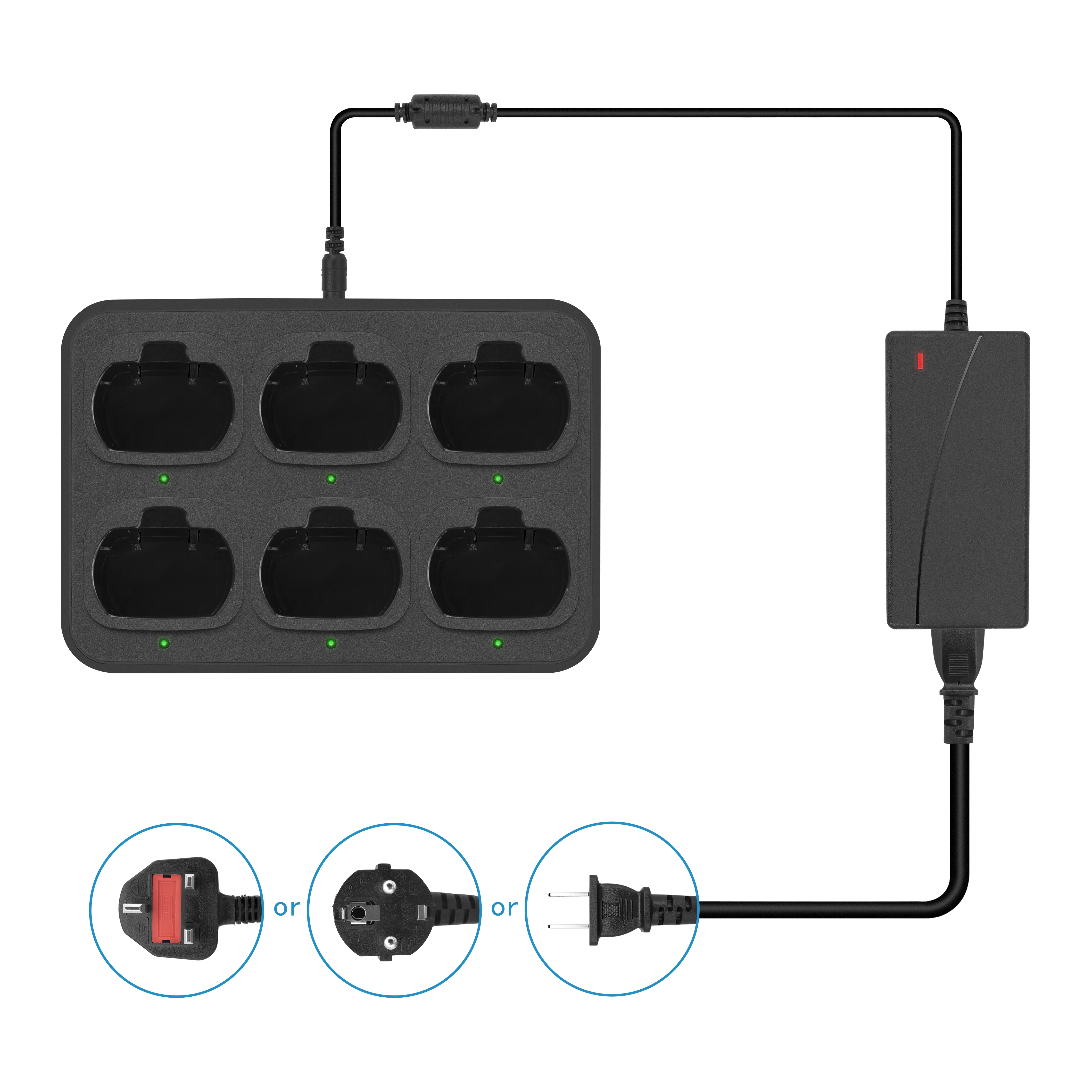 6-Way Multi-Functional Charger Adapter Rapid Charging for TC-F1 Walkie Talkie Two Way Radio