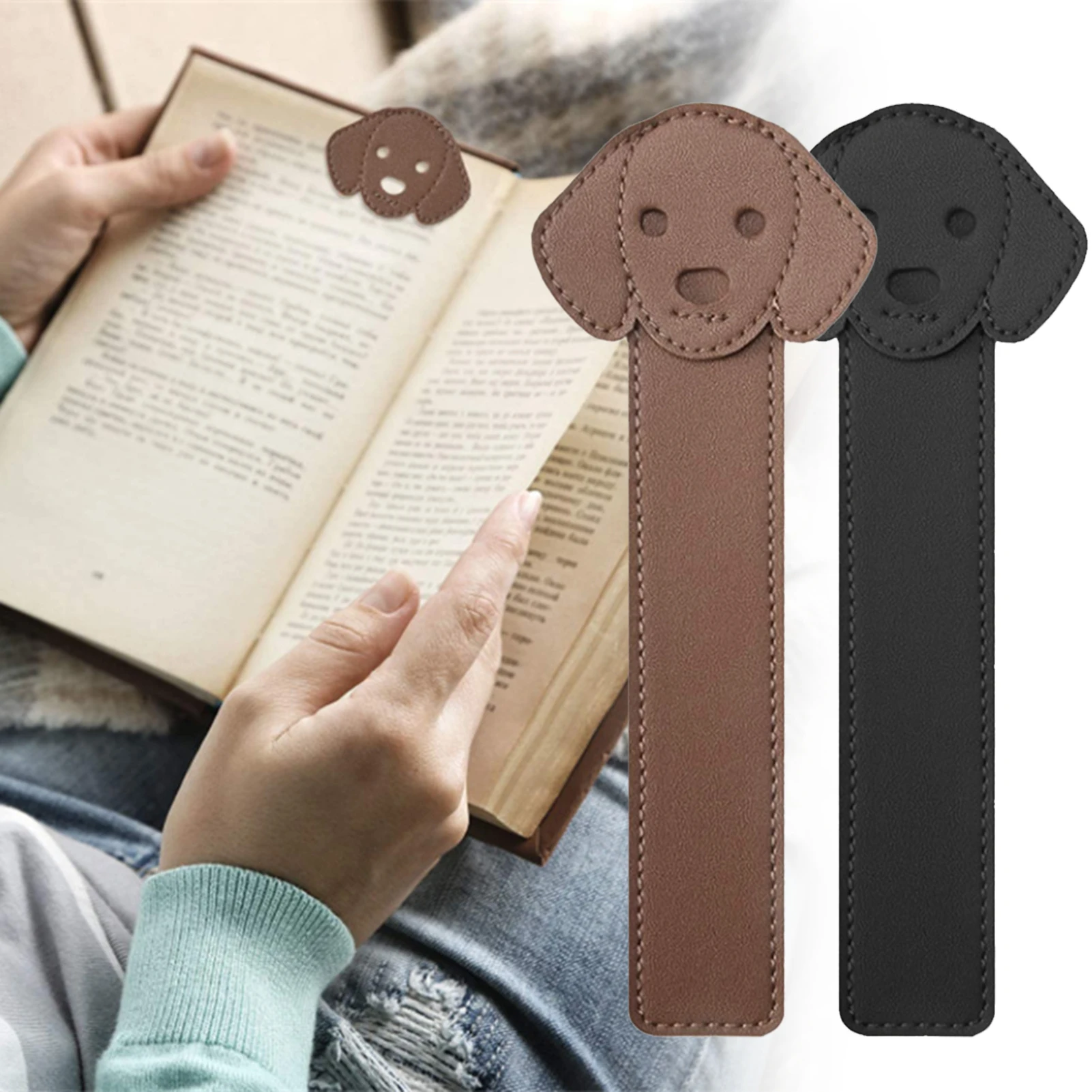Cartoon Dog Bookmark Portable Leather Books Marker For Christmas Birthday Halloween