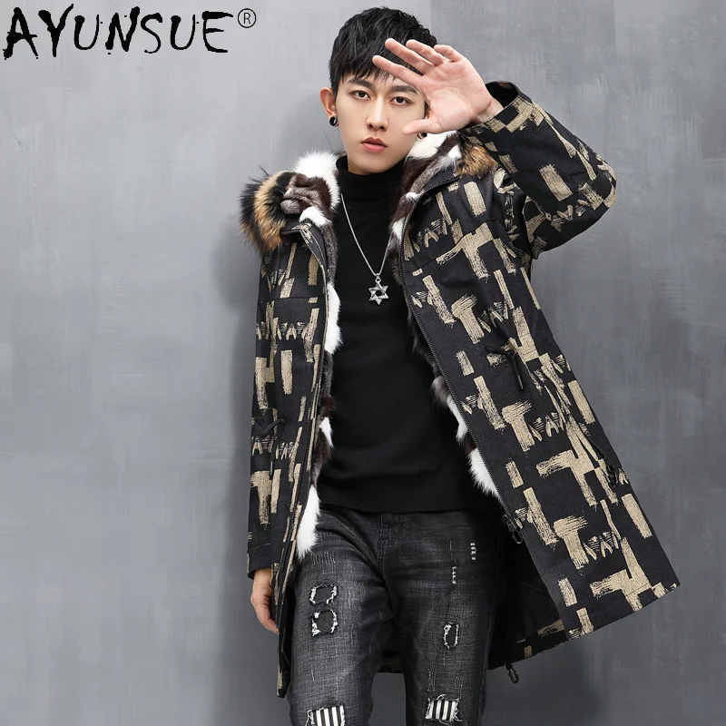 

Casual 100% Real Fox Fur Liner Parkas Men Winter 2021 Hooded Big Raccoon Collar Male Jackets Casaco Masculino Gxy793