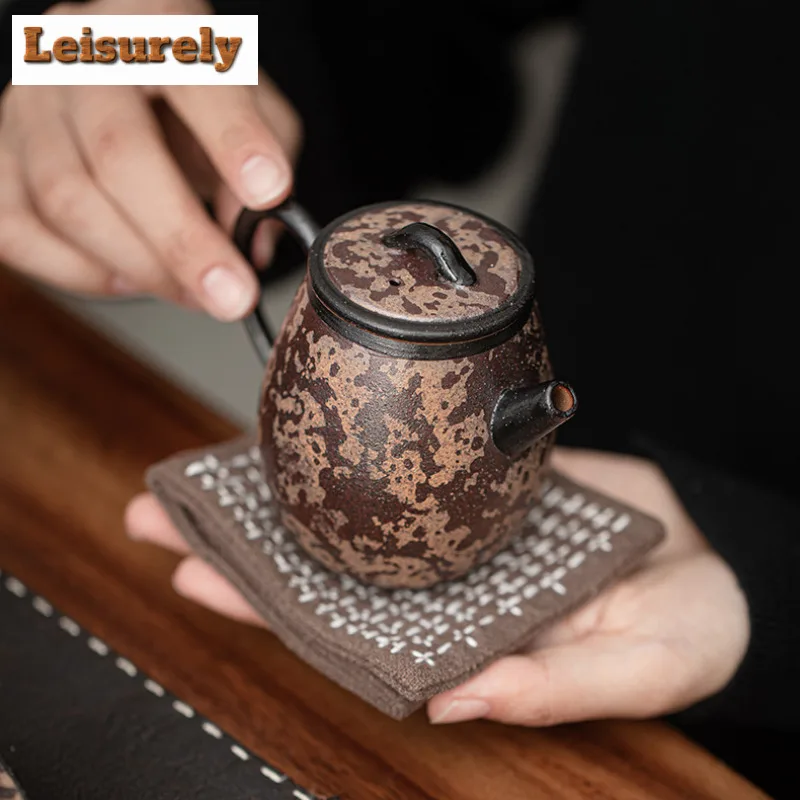 Kiln Fambe Agarwood Glaze Teapot Japanese Tea Infuser Pot Tea Soaking Kettle With Strainer Tea Ceremony Supplies Collection Gift