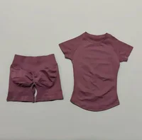 2 Pcs HISTELLO Impact Gym Sets Short Sleeve Seamless Yoga Clothing Fitness Set Women Workout Running Sports Short Leggings Suit - Image 3