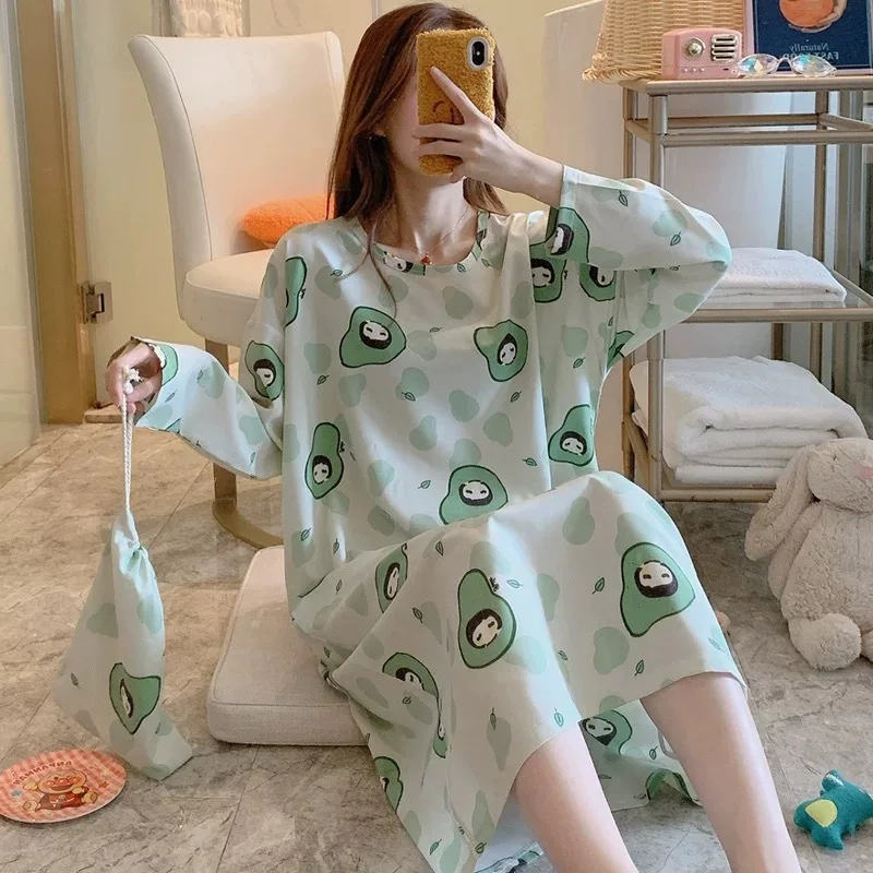 Maternity Nightgown Set Four Seasons Pregnant Woman Long-Sleeved Loose Homewear