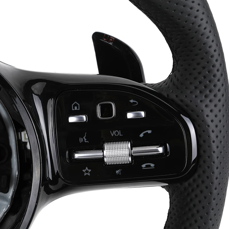 With Piano Black Trim Full Leather Steering Wheel for Mercedes Benz W205 W211 W177 W221 GLS X167 GLA45 X156 Gle 53 AMG GT