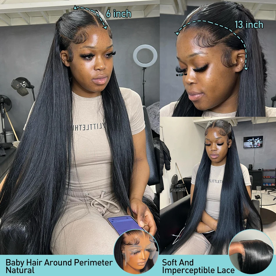 30 40 Inch 13x4 13x6 HD Transparent Straight Lace Front Wigs Human Hair 250%  Ready To Wear Glueless 5x5 Closure Wig For Women