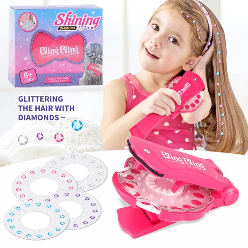 Girls 180 Gems Kit Pretend Makeup Sets Toys Glass Crystal Rhinestone Art Decoration DIY Princess Hair Design Shoes Sticker
