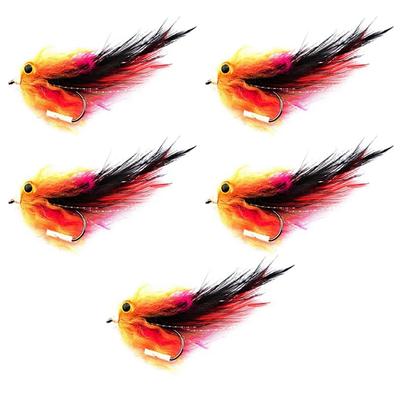 

5Pcs New Trout Steelhead Salmon Pike Streamer Fly For Fly Fishing Flies Size 4 Hook