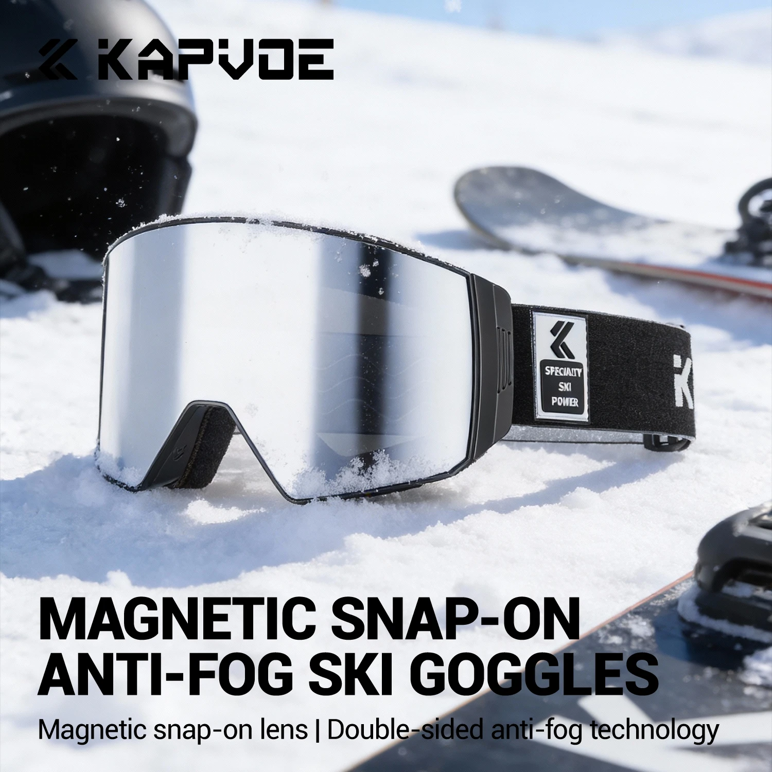 Kapvoe Photochromic Snow Goggles Ski Magnetic Anti-Fog Lenses UV400 Protection Men Women Ski Goggles Sunglasses Sports Eyewear