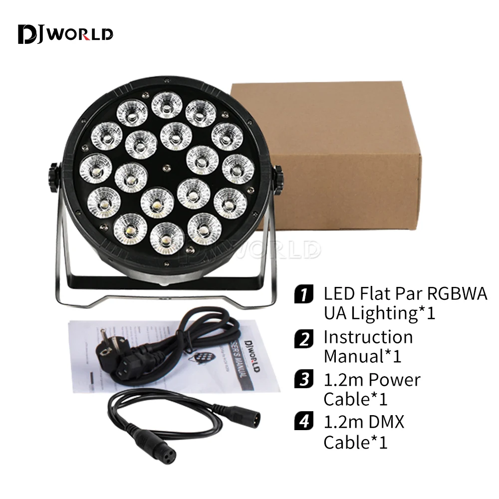 12PC/SET LED Par Light 18x18w RGBWA UV 6in1 Flat DMX512 Professional Stage Lighting for Disco Party Bar