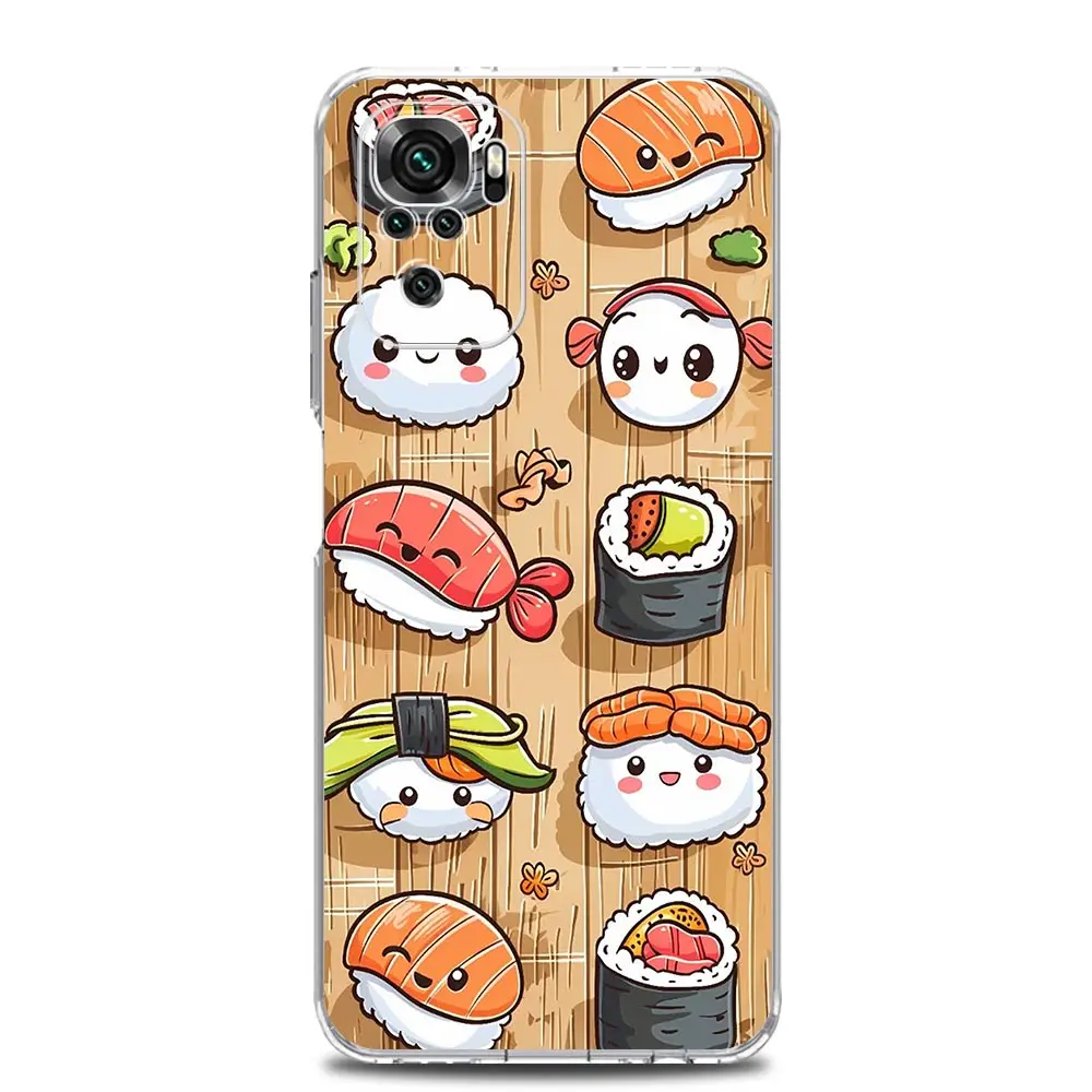 Clear Soft TPU Phone Case with Cute Cartoon Sushi Design