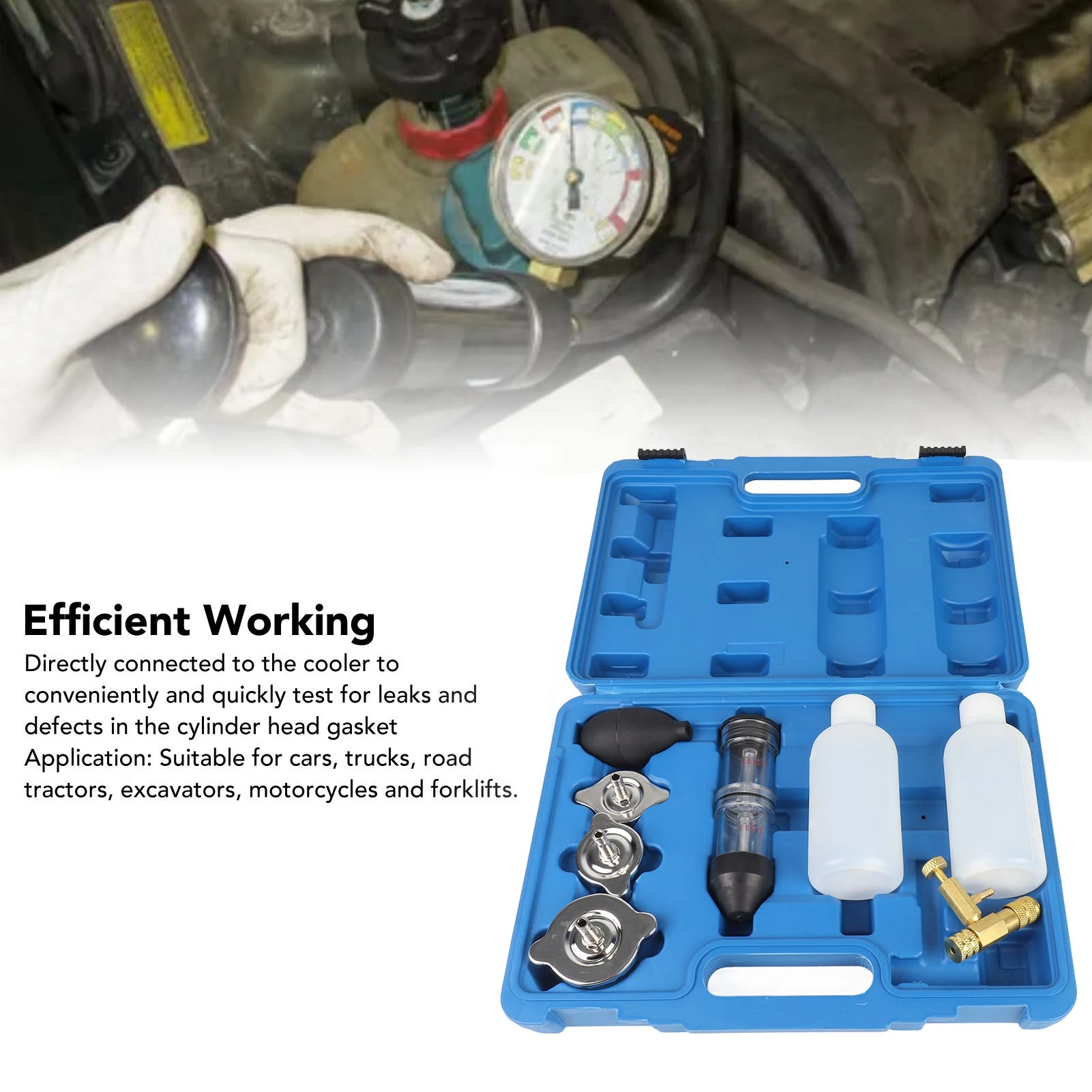 Kit Tester Perdite Di Combustione Per Motori - 8 Pezzi, Per Auto, Camion E Mezzi Pesanti - Foto 3