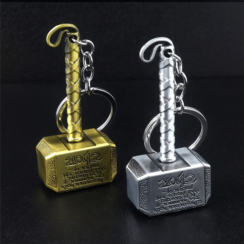 Metal Keychain Thor's Hammer Metal Keychain Bottle Opener Movie Keychain Role Playing Prop Fan Bag Decoration Car Pendant Gift