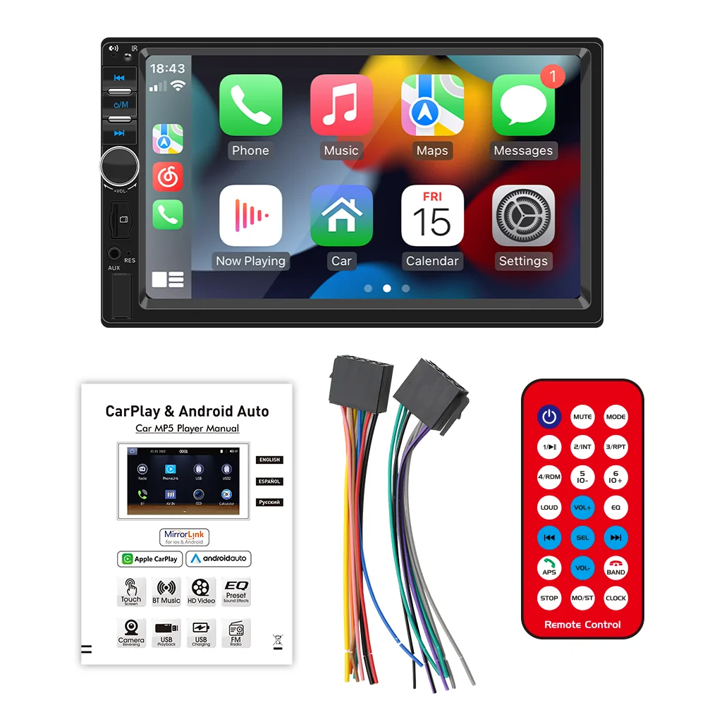 DuoDton Automotive Multimedia Player Mp5 2 Din Carplay Screen Car Radio 2din Multimedia central 7 Inch Android Auto Bluetooth FM