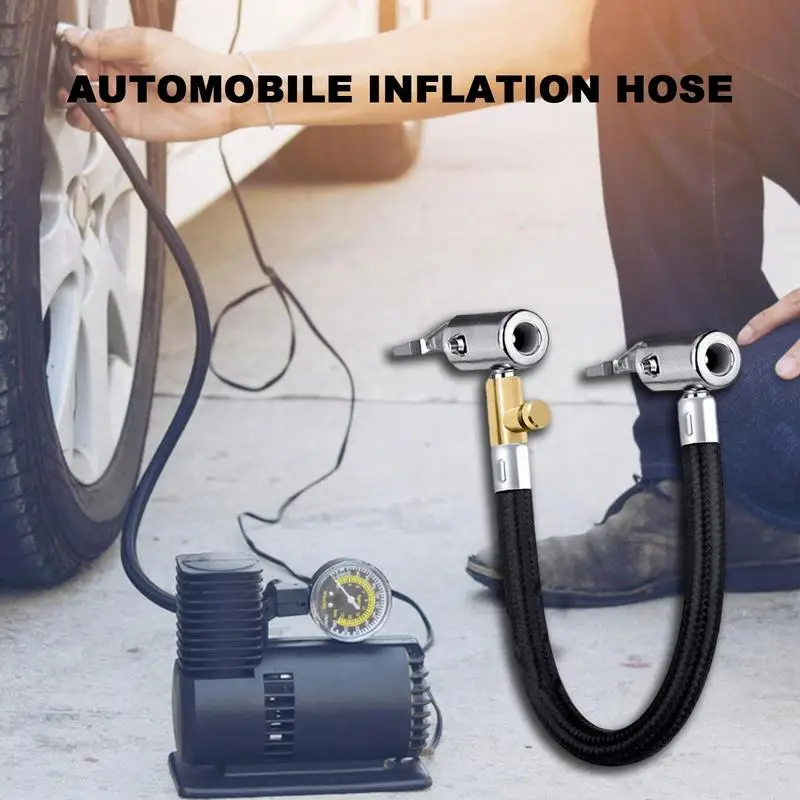 

Car Tire Inflator Hose Inflatable Air Pump Extension Tube Adapter Twist Tyre Connection Locking Air Chuck Rubber Air Hose Tube