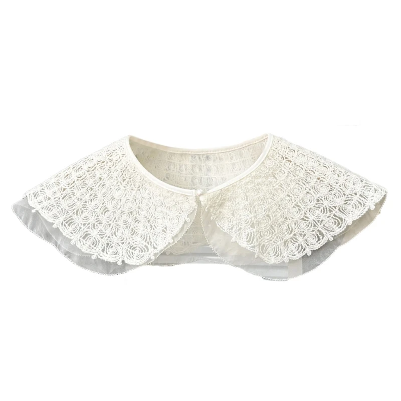 

Womens False Collar Ruffled Trim Half Shirt Necklace Shawl Wrap for Sweater