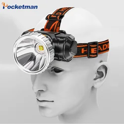 Powerful USB Rechargeable Headlamp High Lumen Waterproof Headlight Super Bright 3 Lighting Modes Head Lamp Head Flashlight