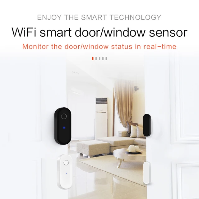 Tuya Smart WiFi Door Sensor Open Close Detector Black White Smartlife App Control Notification Compatible with Alexa Google Home 4