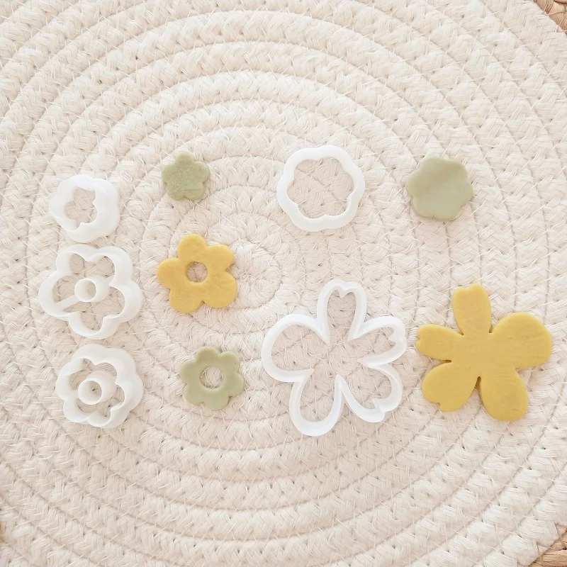 Flower Shape Soft Ceramic Polymer Clay Cutter 3D Printing Pottery DIY Handmade INS Earrings Cutting Jewelry Pendant Making Mold