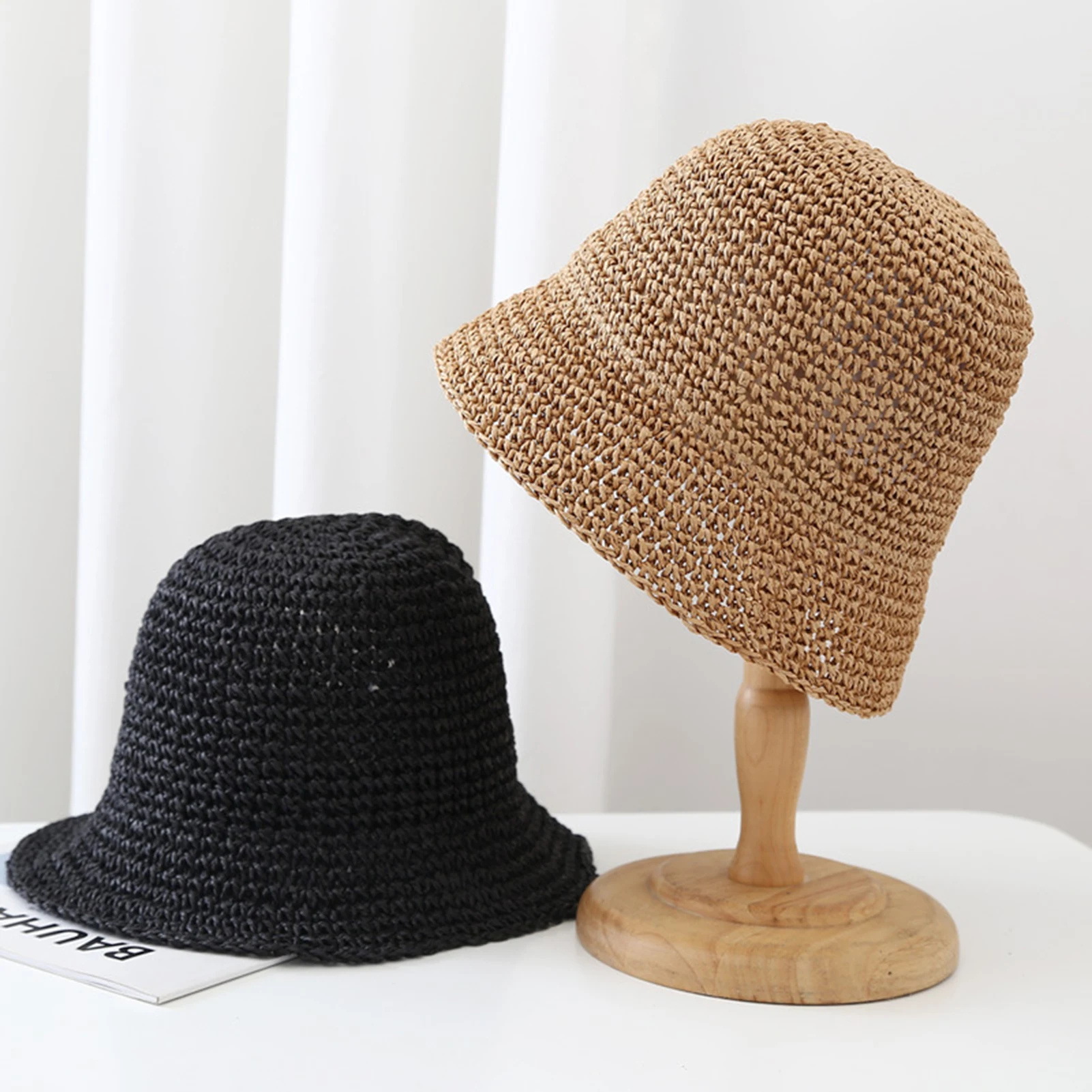 Cappello da sole da donna, cappello di paglia a tesa larga, anti-UV, parasole, adatto per attività all'aperto, cappelli da viaggio e da spiaggia, regalo_voghion.com