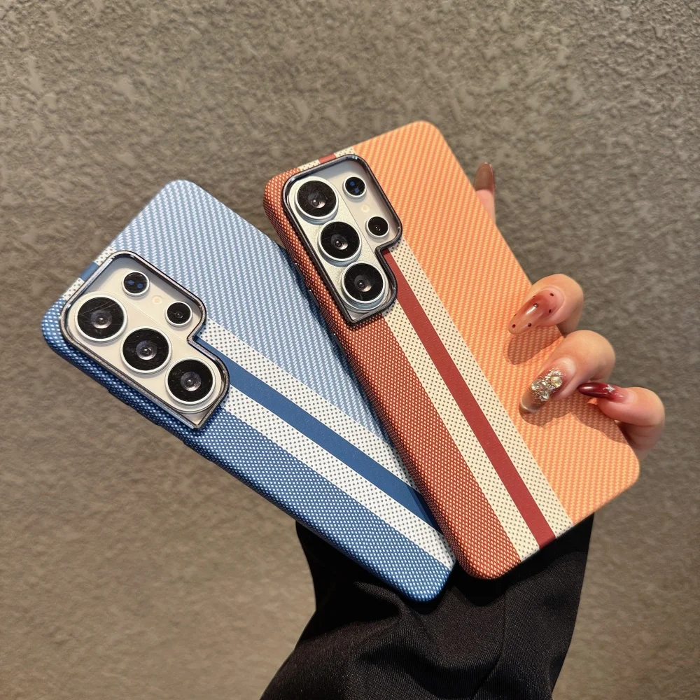 Carbon Fiber Texture Phone Case with Wireless Charging and Alloy Lens Protection