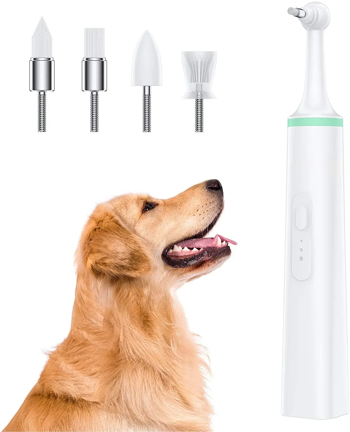 

ATUBAN Dog Tooth Brush Electric Professional Teeth Polisher Tartar Cleaner Pet Calculus Plaque Stains Teeth Cleaner with 4 Brush