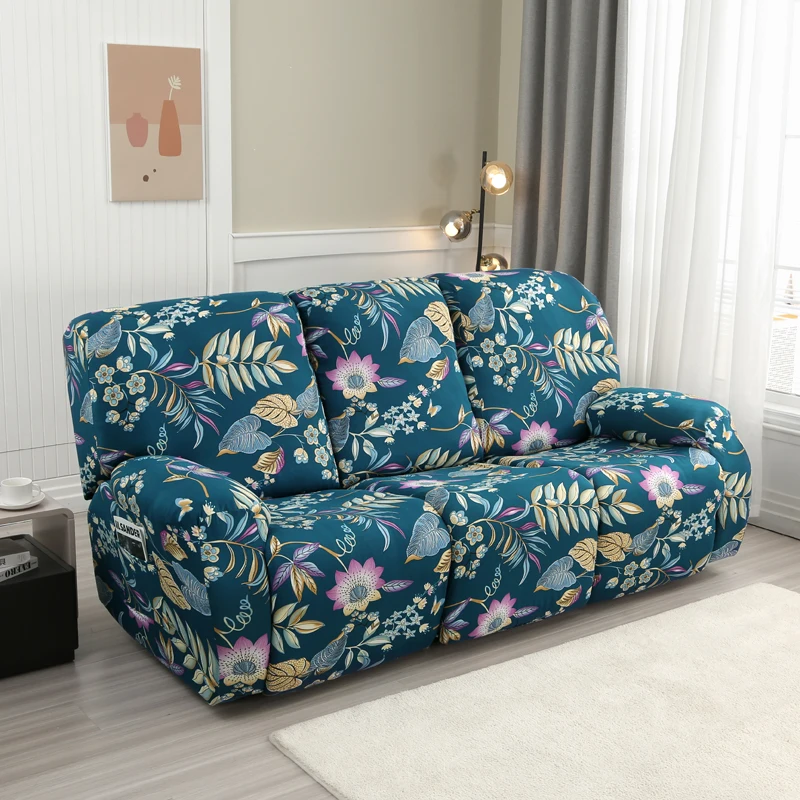 

LANMOLIFE Recliner Sofa Slipcover 3 Seat Stretch Recliner Chair Covers Non Slip Spandex Pattern Recliner Cover with Pockets