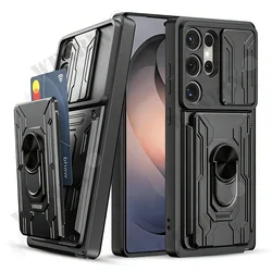 Military Grade Protective Case with 360° Magnetic Ring Stand and Card Slot - Galaxy S26+ (Black)