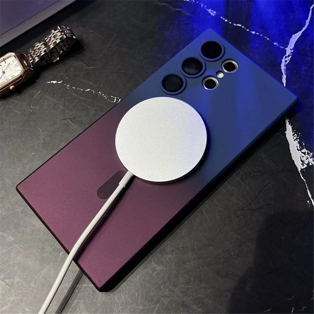 Gradient Colorful Magnetic Wireless Charging Soft Silicone Phone Case