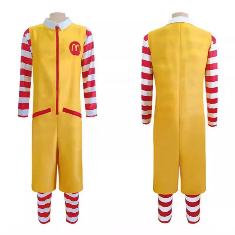 Ronald McDonald Cosplay Costume, Unisex Adult Clown Jumpsuit For Masquerade Parties-897813
