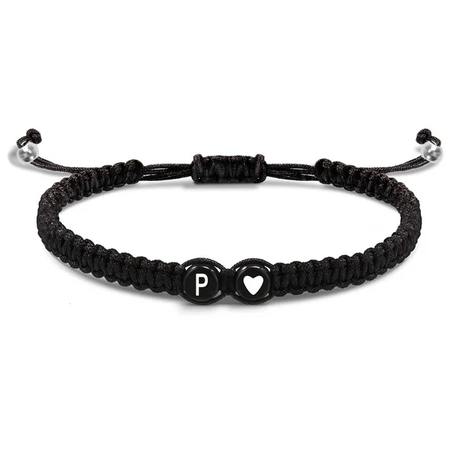 26 lettres initiales coeur Bracelets à la main réglable A-Z nom tressé Bracelets pour femmes hommes amitié bijoux cadeaux