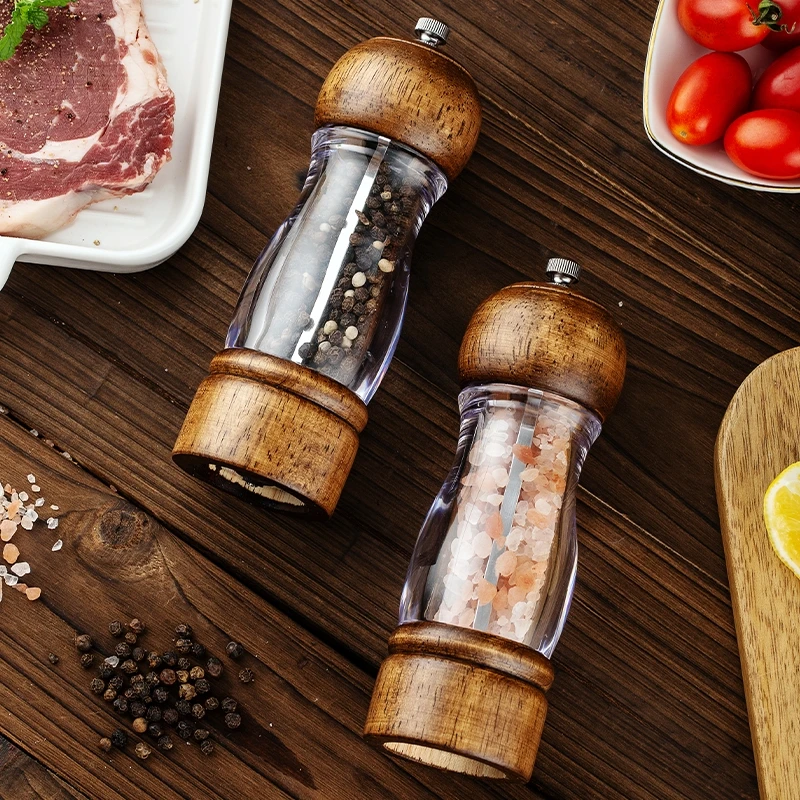 Wood Salt Pepper Mill Grinder Condiment Salt And Pepper Grinder Set