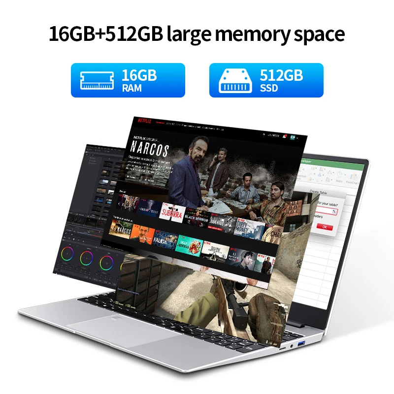   N5095 Ʈ    ӿ Ʈ, DDR4 16G RAM 512G 1T SSD,  11 1080P ǻ Ʈ, 15.6 ġ
