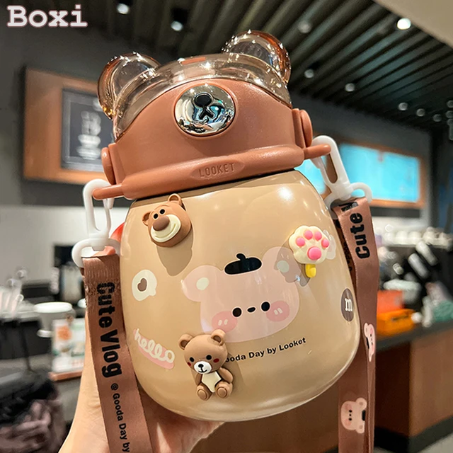 Kawaii Cat Bear Thermos Bottle For Kids Girl Coffee Thermal Cup For Hot  Cold Drinks Water Tea Milk Stainless Steel Portable Cup - AliExpress