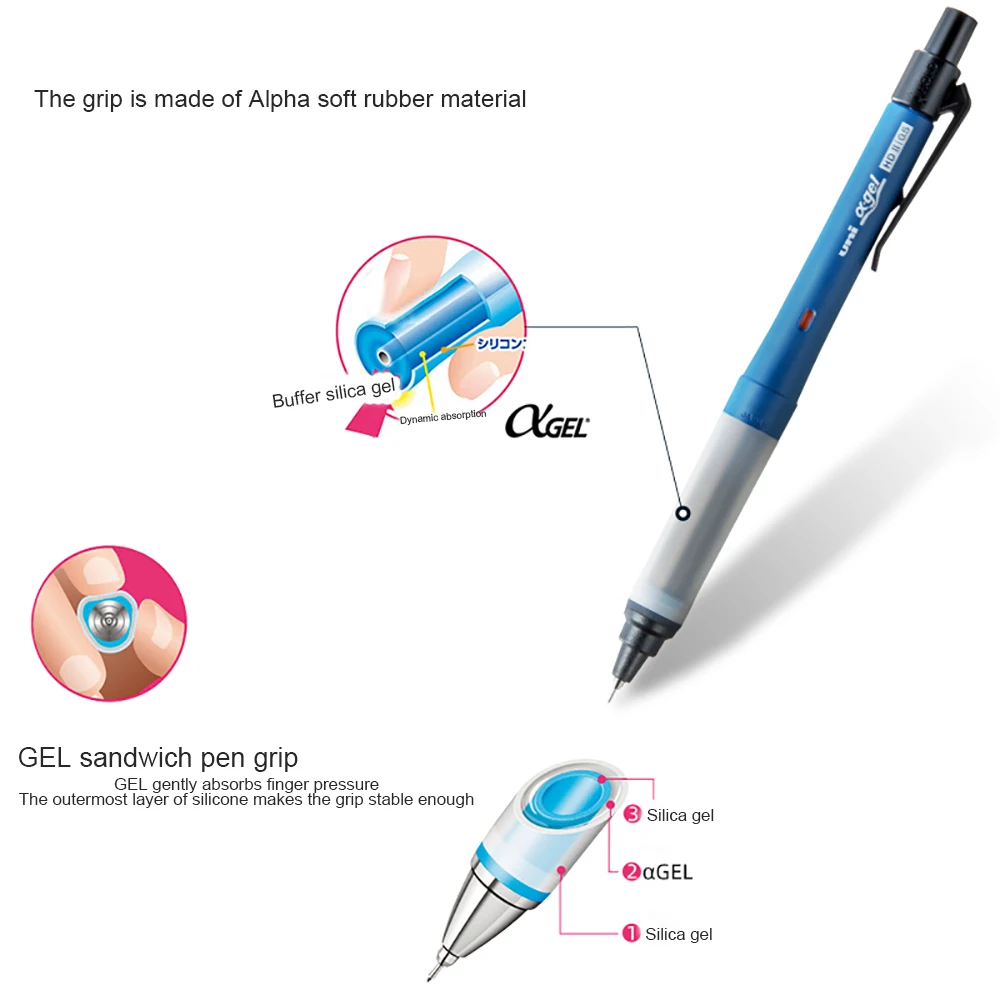 Uni A-Gel Switch Mechanical Pencil Hold & Kuru Toga Automatic Dual-Mode Rotating Anti-fatigue lapiseira papeterie for drawing 6