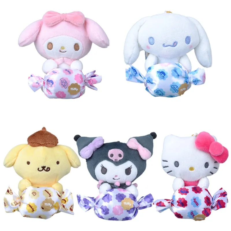 

12 см аниме Sanrioed Candy My Melody Kuromi Hellokittys Cinnamoroll плюшевая сумка с игрушкой украшение подвеска брелок детские подарки