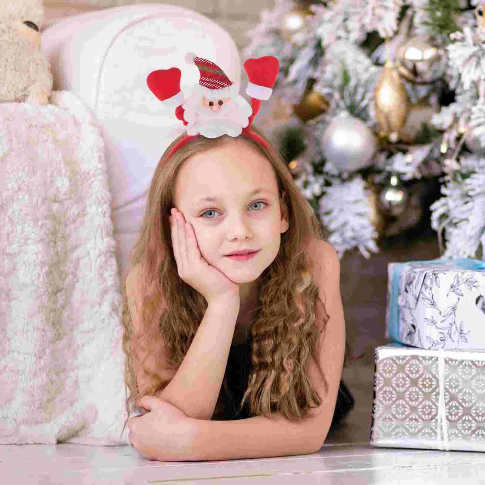 

4pcs Christmas Party Headwear Gingerbread Man Santa Claus Hair Headband Xmas Holiday Party Supplies Gifts Random Style