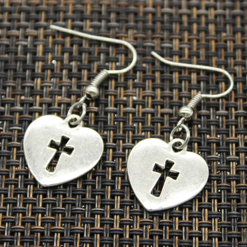 hroryn New Fashion Handmade Cross Egyptian Ankh Life Symbol Flower Cross Pendants Silver Color Earrings For Womens Style 6