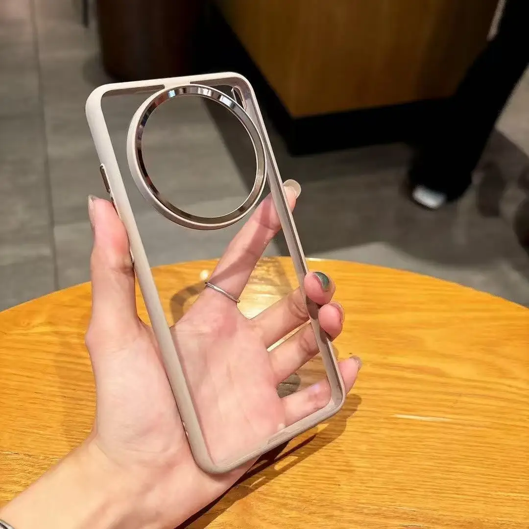 Luxury HD Transparent Shockproof Bumper Case with Clear PC+Metal Frame Protection Cover