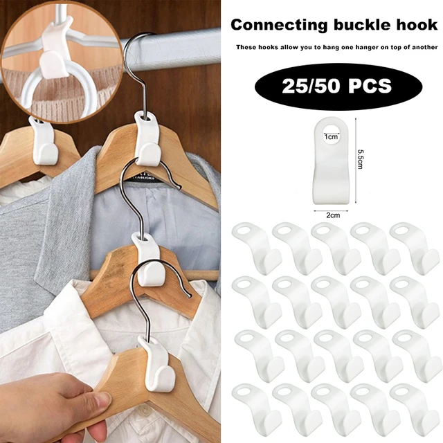 50 Pcs Clothes Hanger Connector Hooks, Hanger Hooks Space Saver