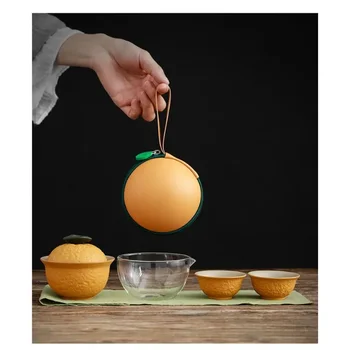 Personalizza il Set da tè cinese Set di teiere portatili in ceramica da viaggio tazze da tè Gaiwan di accessori per la cerimonia del tè una pentola due tazze 1