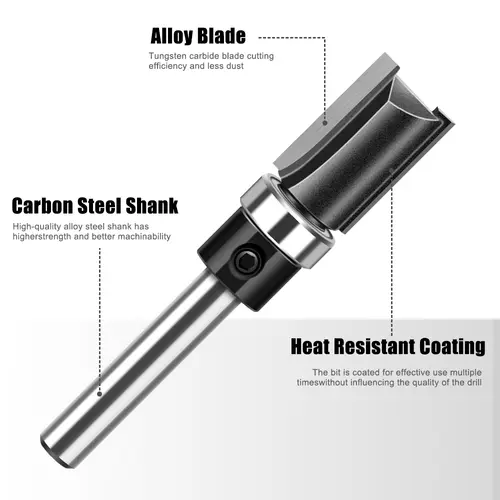 1pc 6mm 1/4"Shank Bearing Straight Router Bit Copy Trimming Cutter Line Cutter Trimming Machine Milling Cutter Woodworking Tools - Image 5