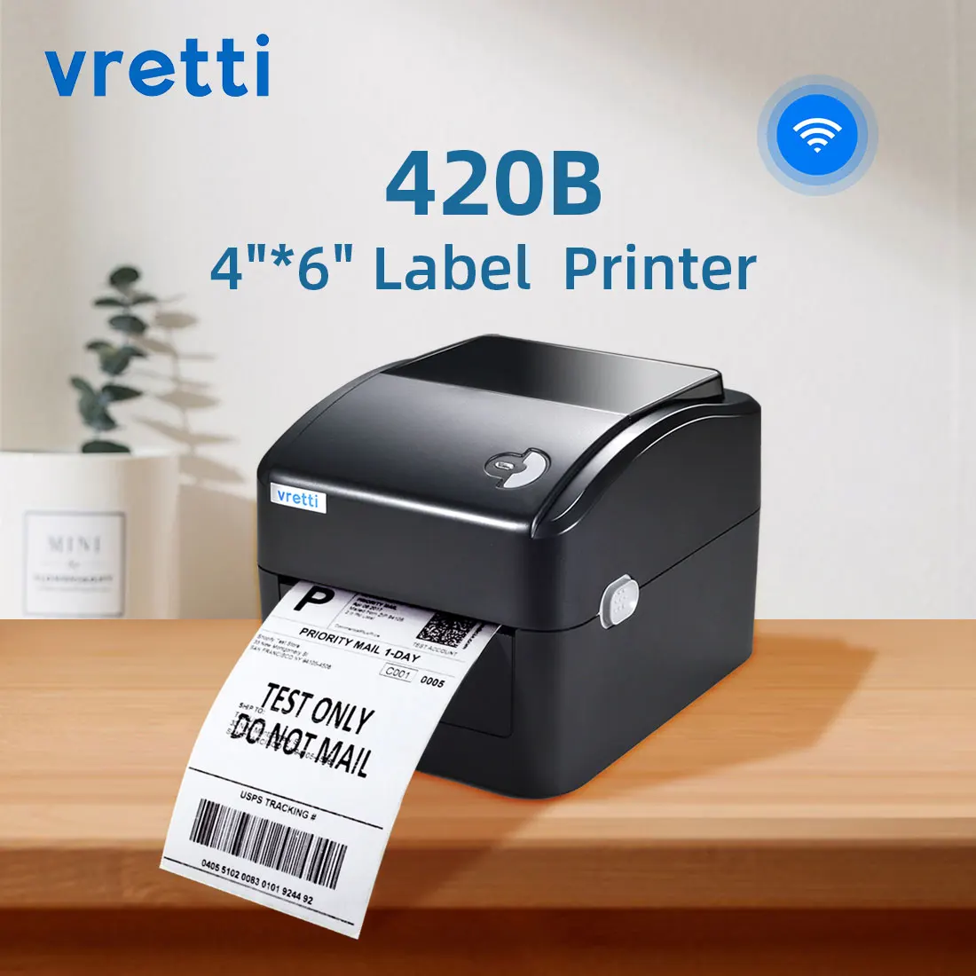

Vretti 420B WiFi Printer 4*6 Inch Wireless High Speed Shipping Thermal Label Printer Support Multiple Systems Express POST