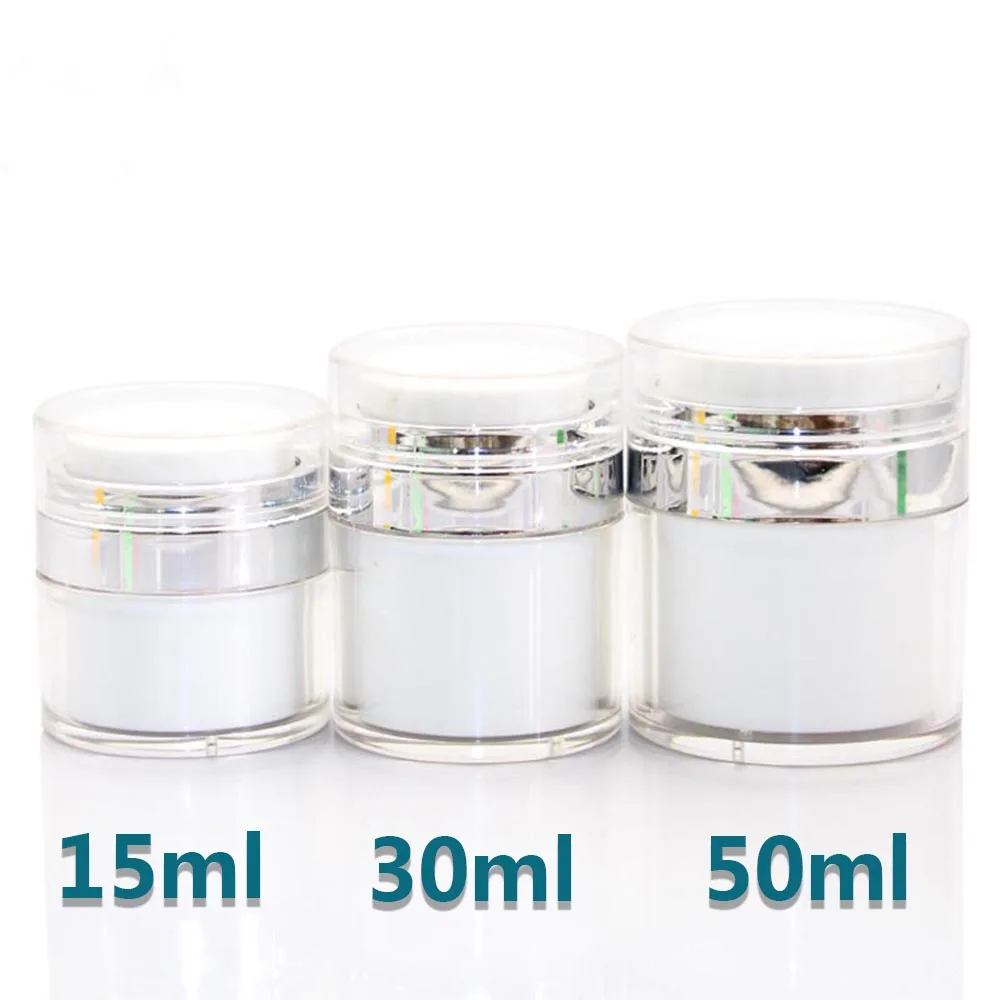 15/30/50ml 화장품 항아리 아크릴 크림 리필 캔 진공 병 프레스 스타일 병 Airless 화장품 용기 스킨 케어 도구