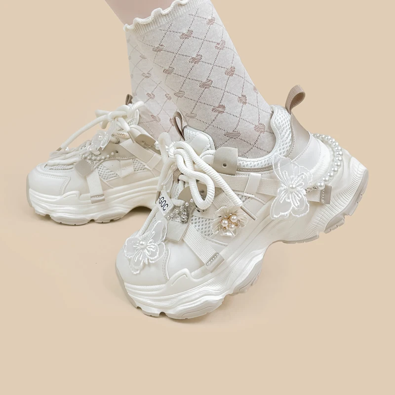 Amy and Michael New Fashion Women White Chunky Casual Sports