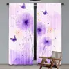 2Pcs Dandelion Curtains Butterfly Rustic Farmhouse Curtains For Adults Purple Gradient Romantic Suitable For Living Room Bedroom 2