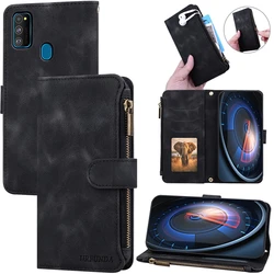 Leather Wallet Flip Case - Magnetic Book Cover - Samsung M21 (M30S) (Black)